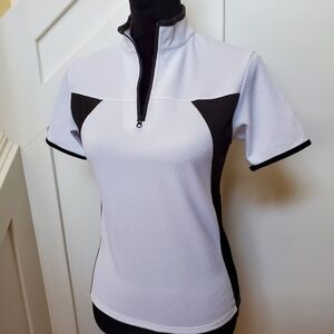 LPGA black & white 1/4 zip golf short sleeve polo shirt